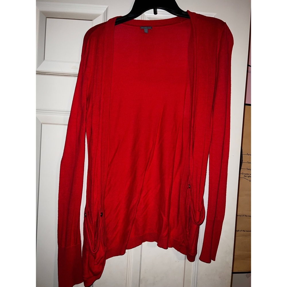 Charolette Russe Red Lightweight Cardigan with Pockets